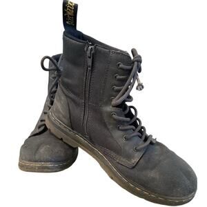 Dr. Martens Doc Combs J Combat Lace Up Boot Canvas Black Grunge Punk Emo Utility